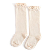 Little Stocking Co. - Vanilla Lace Top Knee High Socks