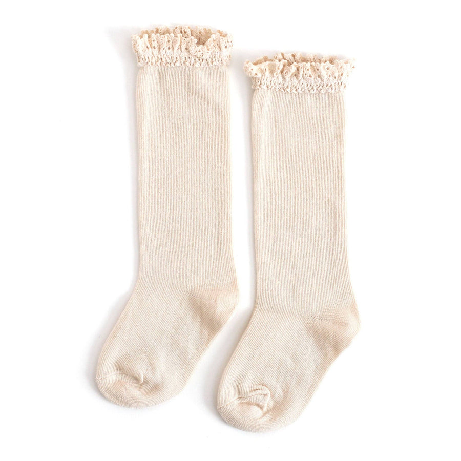 Little Stocking Co. - Vanilla Lace Top Knee High Socks