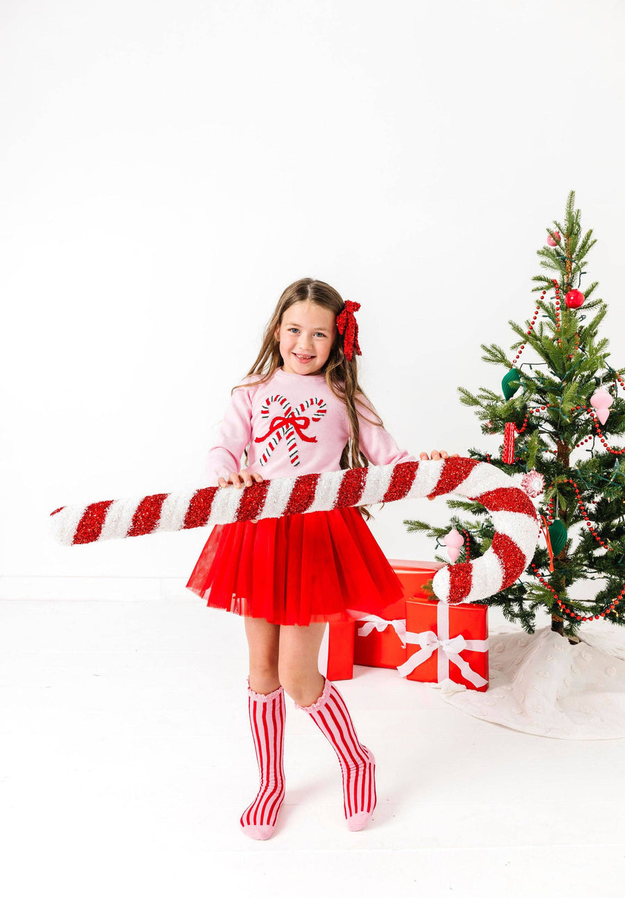 Little Stocking Co. - Candy Stripe Lace Top Knee High Socks