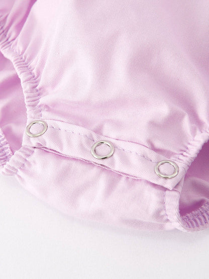 Rylee Faith Designs - Girls Easter Bunny Smocking Embroidered Lace Cuff Purple Romper