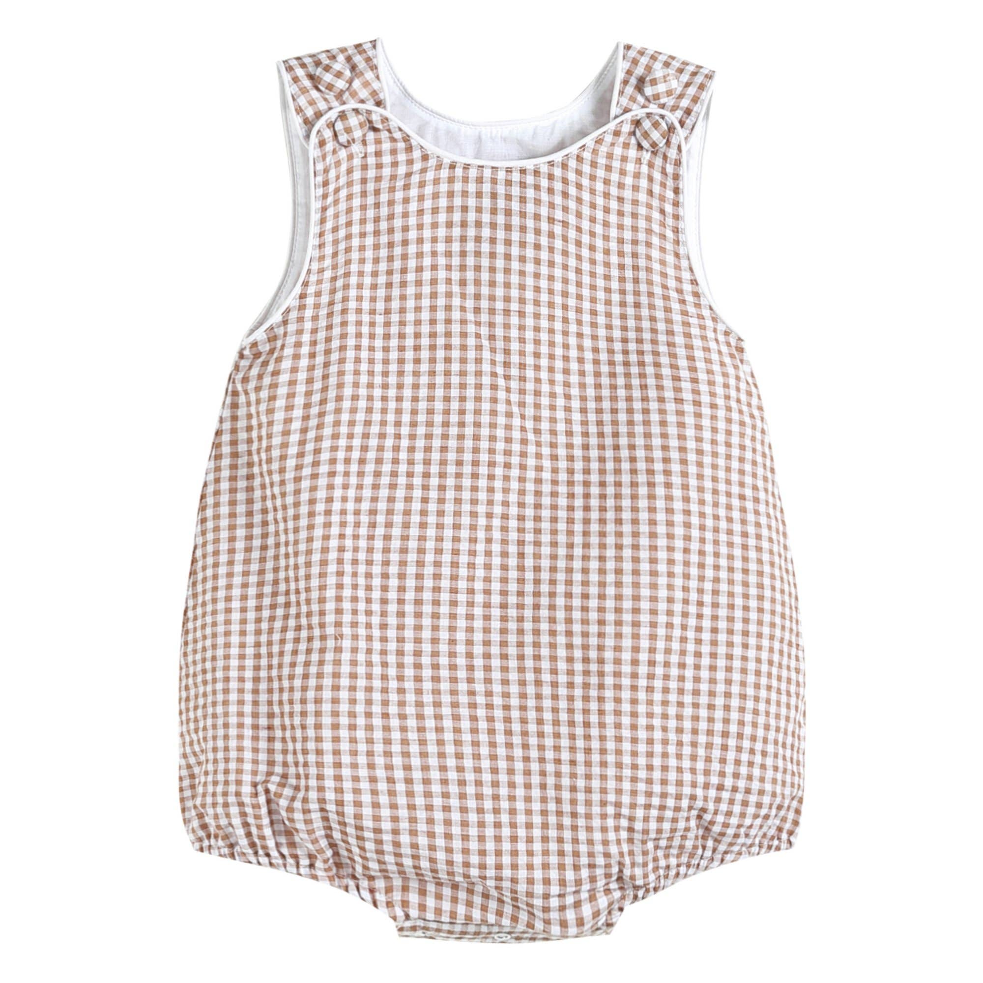 Lil Cactus - Classic Brown Gingham Baby Bubble Romper