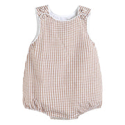 Lil Cactus - Classic Brown Gingham Baby Bubble Romper