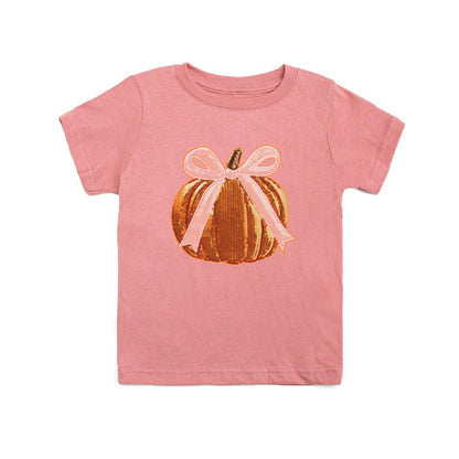 Sweet Wink - Coquette Pumpkin Sequin Patch Short Sleeve T-Shirt - Kids
