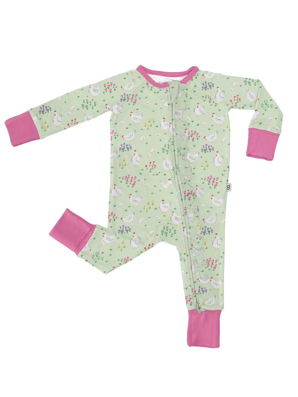 Spring Chickens - Convertible Zip Pajamas w/ Ruffles