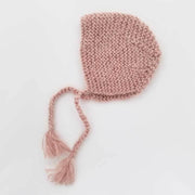 Newborn Baby Pink Angora Knit Bonnet