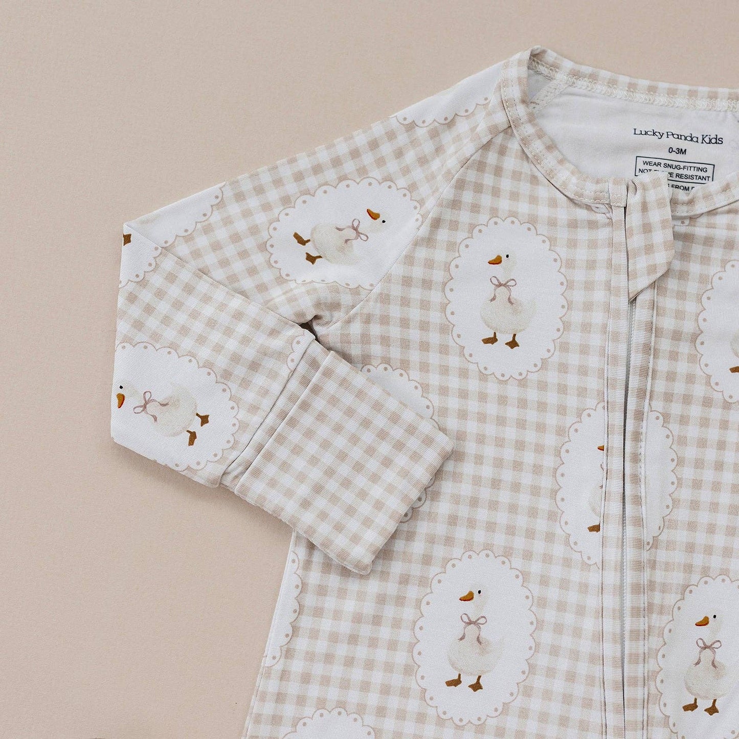 Lucky Panda Kids - Bamboo Zip Romper | Gingham & Goose