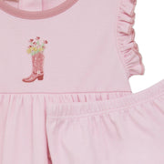 Magnolia Baby - Boots and Blooms Ruffle Diaper Cover Set - Pink