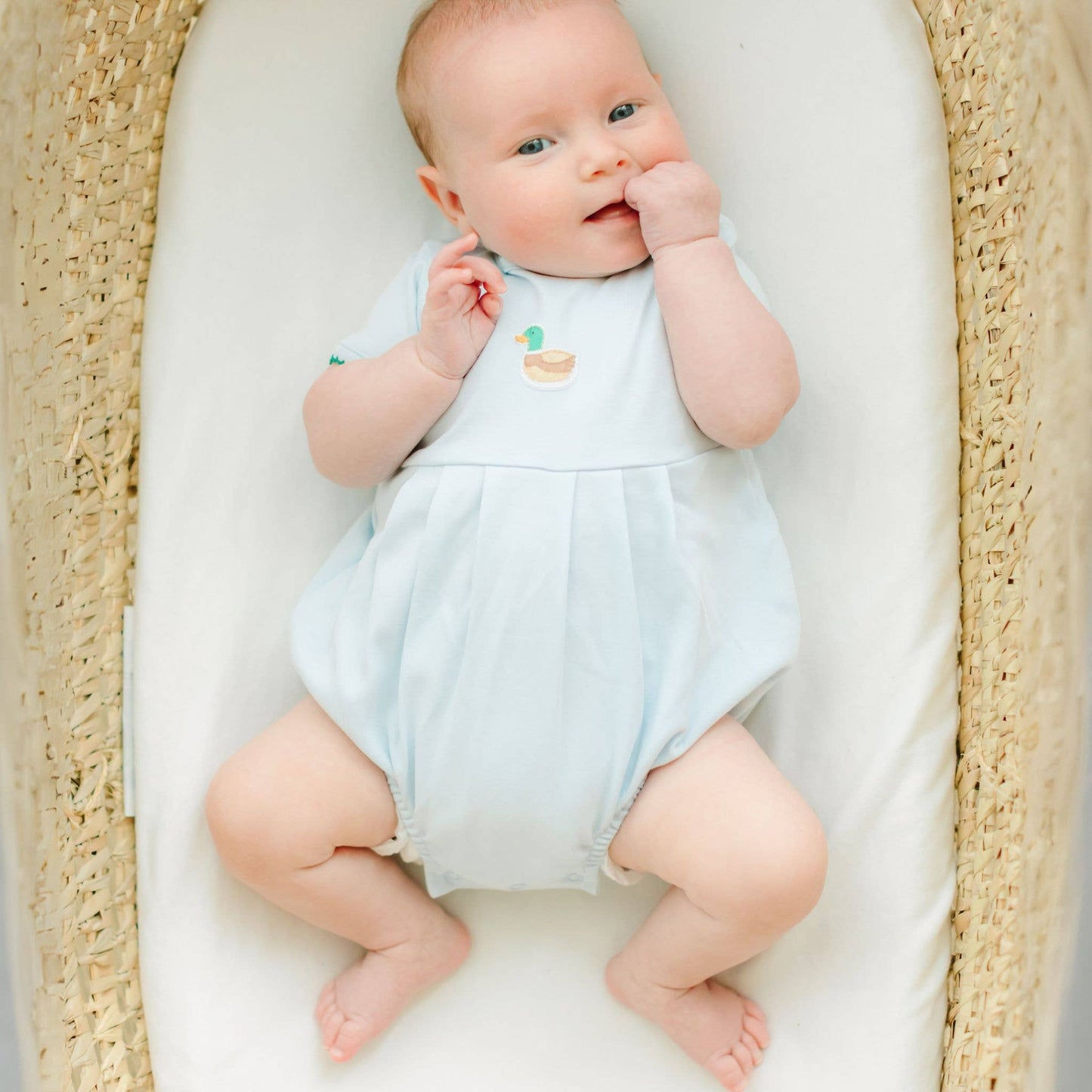 Magnolia Baby - Mini Mallard Embroidered Bubble - Light Blue