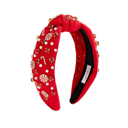 Sweet Wink - Candy Cane Swirl Christmas Gemstone Headband  - Kids Hair