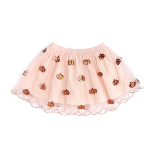 Sweet Wink - Pumpkin Sequin Scallop Tutu Skirt - Kids Clothing - Fall