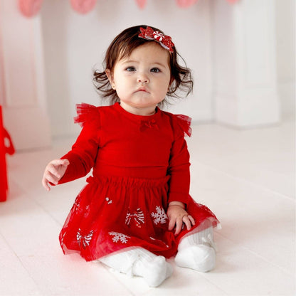 Sweet Wink - Ivory Velvet Mini Bow Tights - Holiday Accessories
