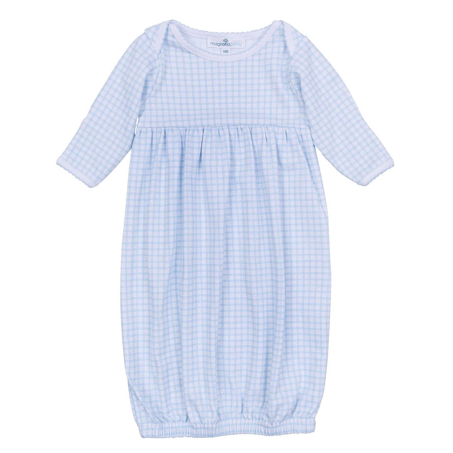 Magnolia Baby - Peek-A-Boo Wishes Gathered Gown - Light Blue