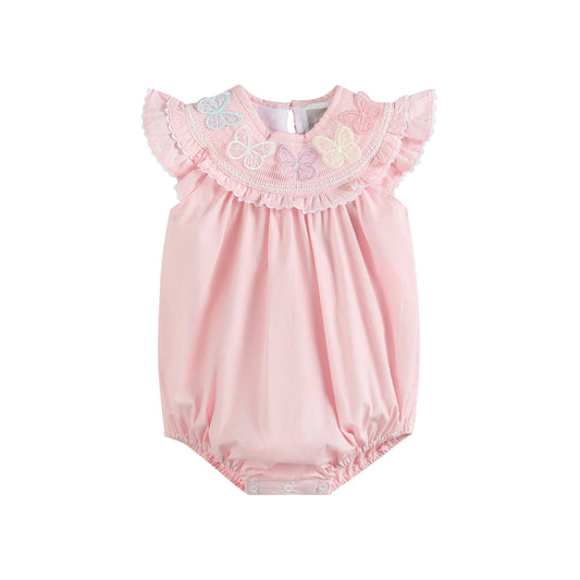 Lil Cactus - Pink Butterflies Smocked Romper