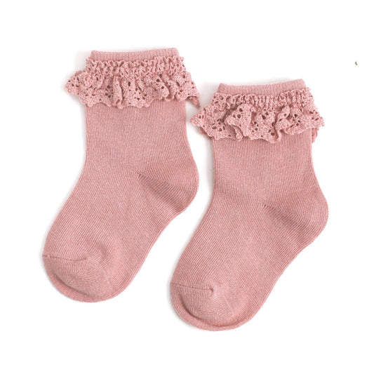 Little Stocking Co. - Blush Pink Lace Midi Sock