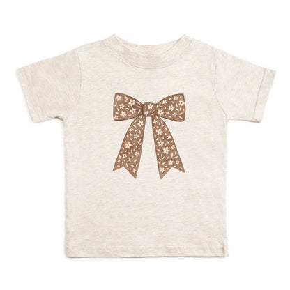 Sweet Wink - Mocha Floral Bow Patch Short Sleeve T-Shirt - Kids Clothing