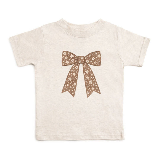 Sweet Wink - Mocha Floral Bow Patch Short Sleeve T-Shirt - Kids Clothing