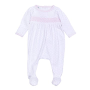 Magnolia Baby - Gingham Dots Smocked Footie - Pink