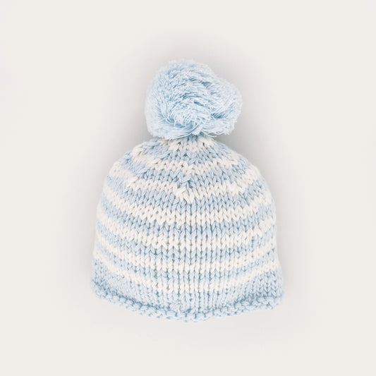 Newborn Baby Blue Pom Pom Beanie Hat