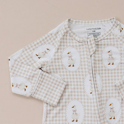 Lucky Panda Kids - Bamboo Zip Romper | Gingham & Goose