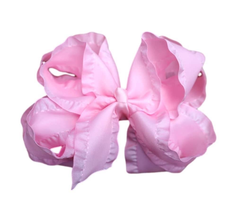 The Solid Bow - Light Pink Double Ruffle Hair Bow