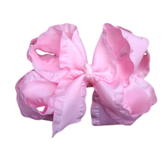 The Solid Bow - Light Pink Double Ruffle Hair Bow