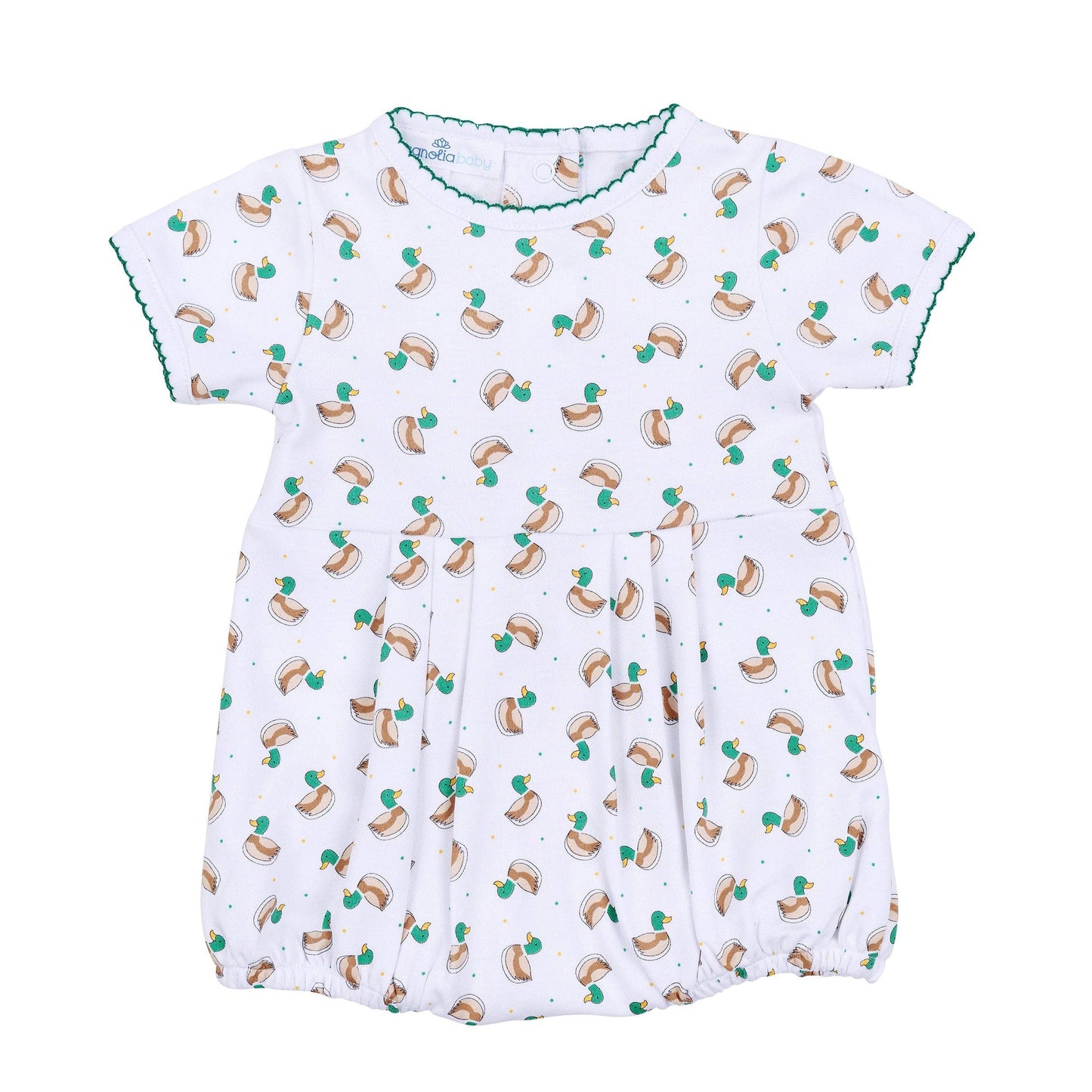 Magnolia Baby - Mini Mallard Print Short Sleeve Bubble - Green