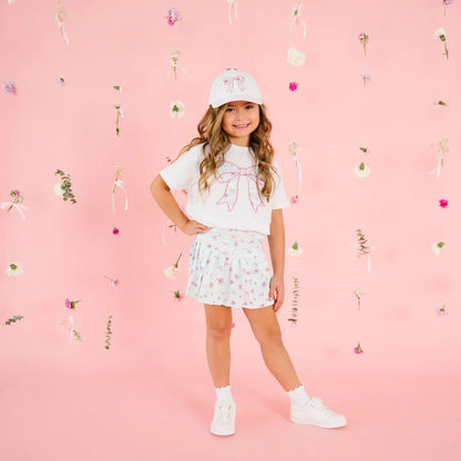 Sweet Wink - Sky Blue Floral Athletic Skort