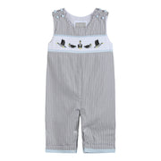 Lil Cactus - Light Gray Mallard Smocked Overalls