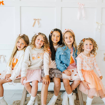 Sweet Wink - Coquette Pumpkin Sequin Patch Short Sleeve T-Shirt - Kids