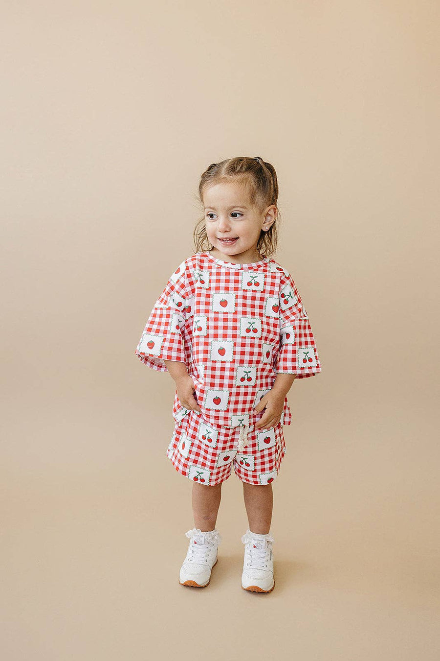Lucky Panda Kids - Shorts Set | Strawberry Gingham