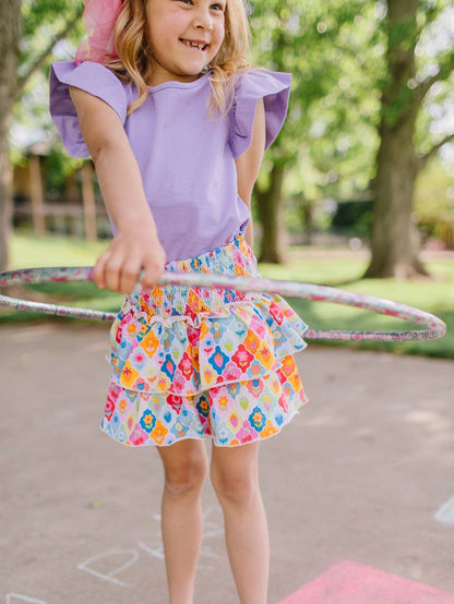 Ollie Jay - Ruffle Skort in Sunshine Tile | Girls Skirt - Skort | Summer
