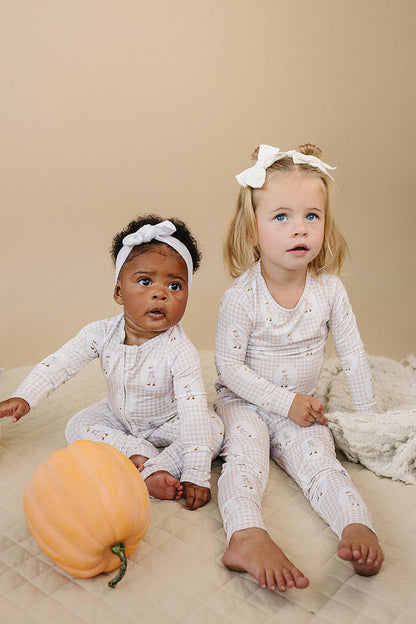 Lucky Panda Kids - Bamboo Zip Romper | Gingham & Goose