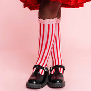 Little Stocking Co. - Candy Stripe Lace Top Knee High Socks