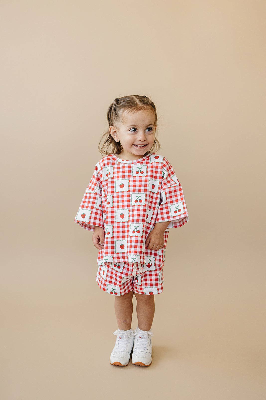 Lucky Panda Kids - Shorts Set | Strawberry Gingham
