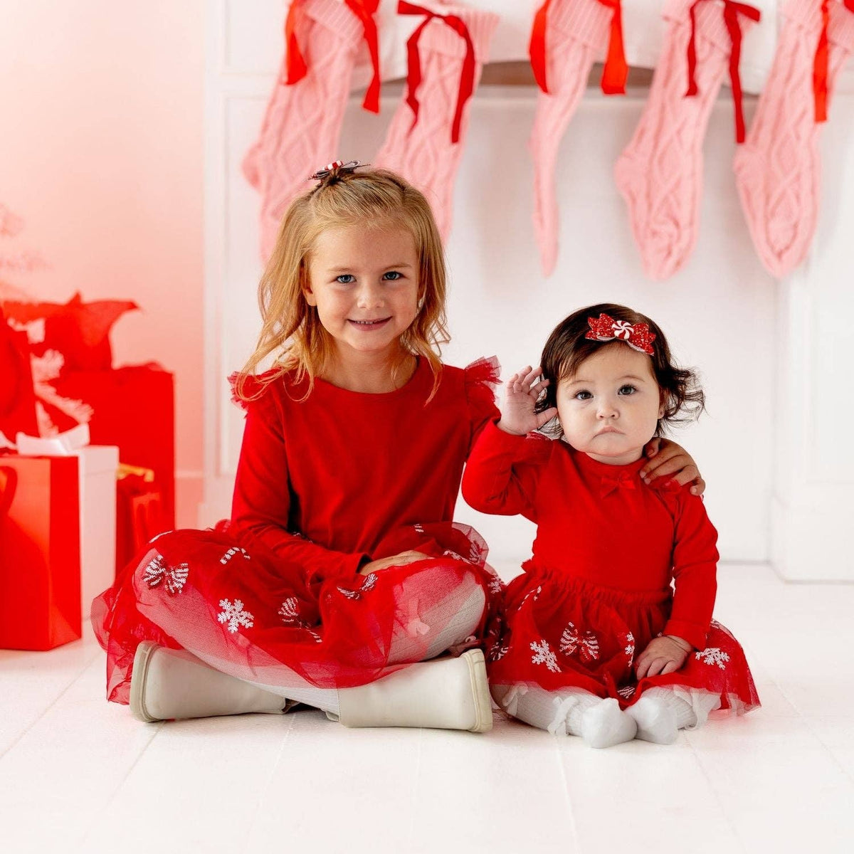 Sweet Wink - Ivory Velvet Mini Bow Tights - Holiday Accessories