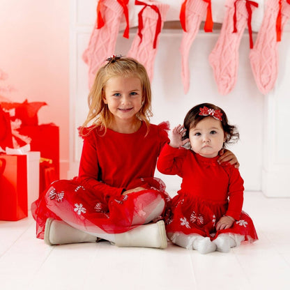 Sweet Wink - Ivory Velvet Mini Bow Tights - Holiday Accessories