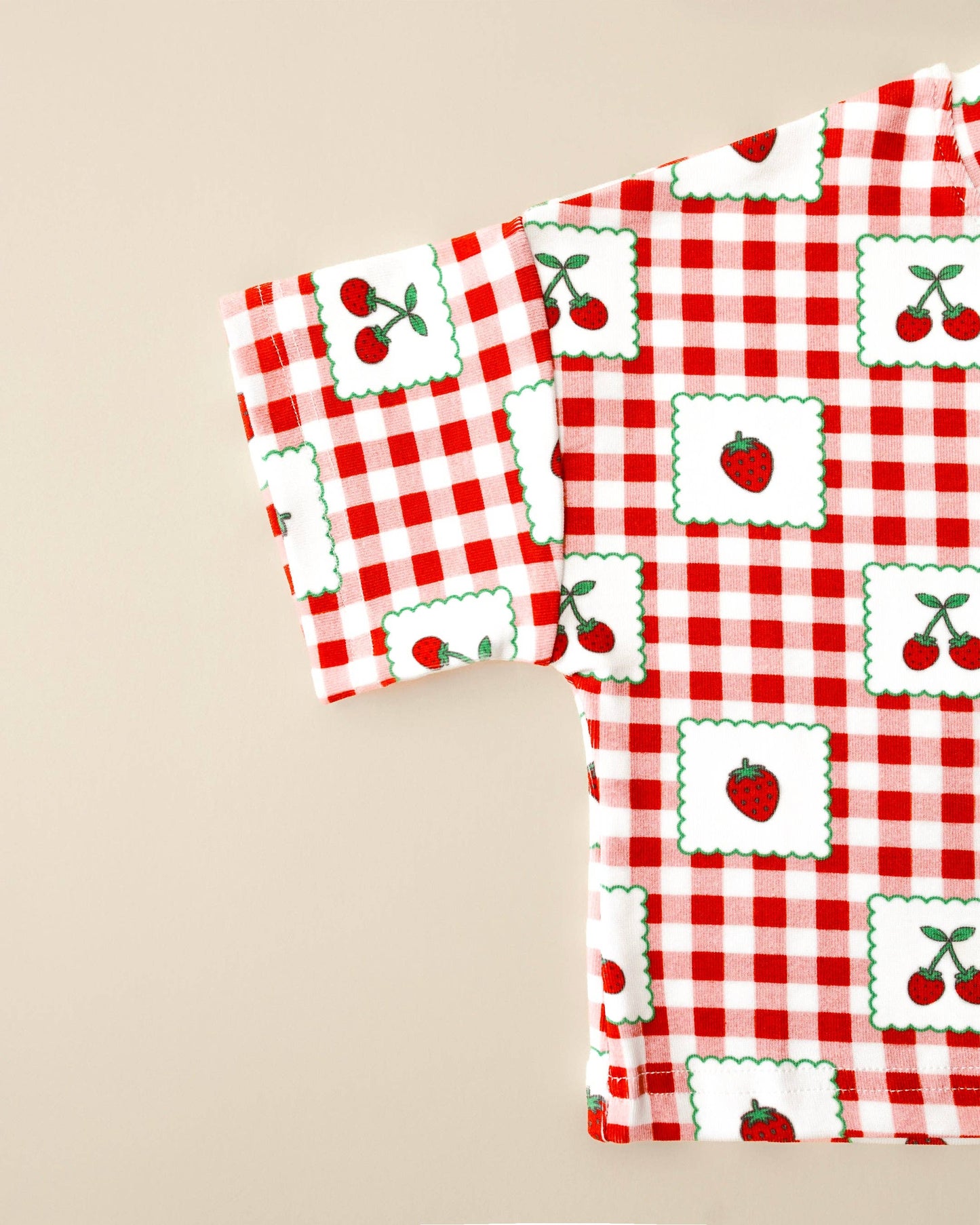 Lucky Panda Kids - Shorts Set | Strawberry Gingham