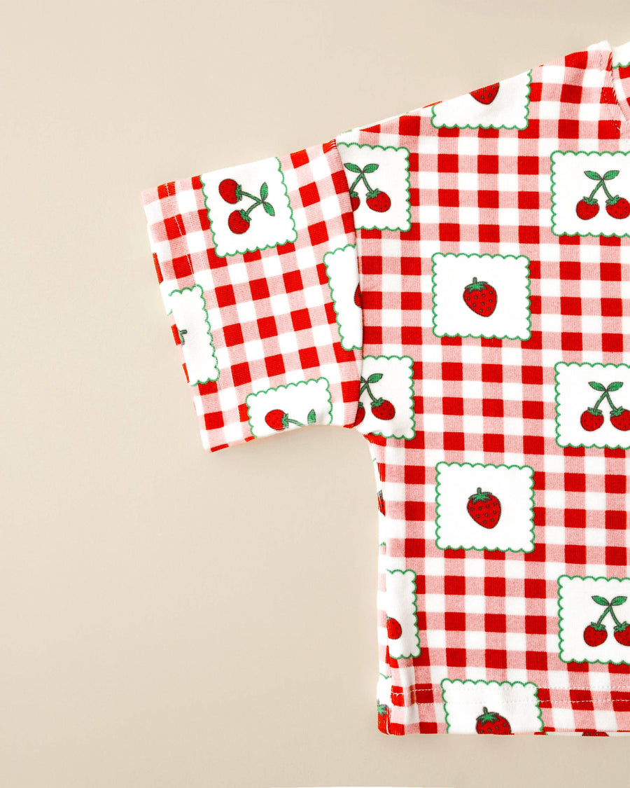 Lucky Panda Kids - Shorts Set | Strawberry Gingham