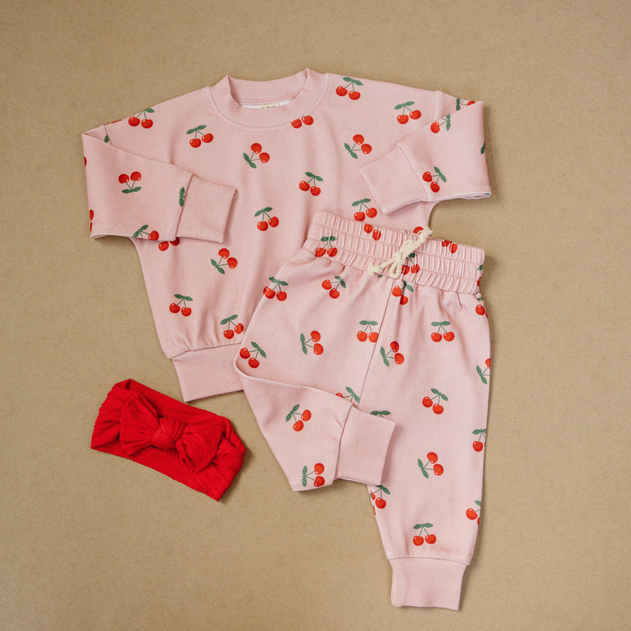 Lucky Panda Kids - Jogger Set | Blush & Cherry