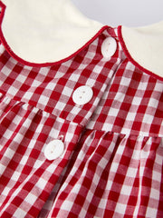 Rylee Faith Designs - Christmas Tree Embroidery Red Gingham Long Sleeve Baby Girl Bloomers Set