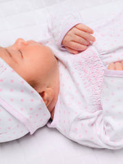 Magnolia Baby - Gingham Dots Smocked Footie - Pink