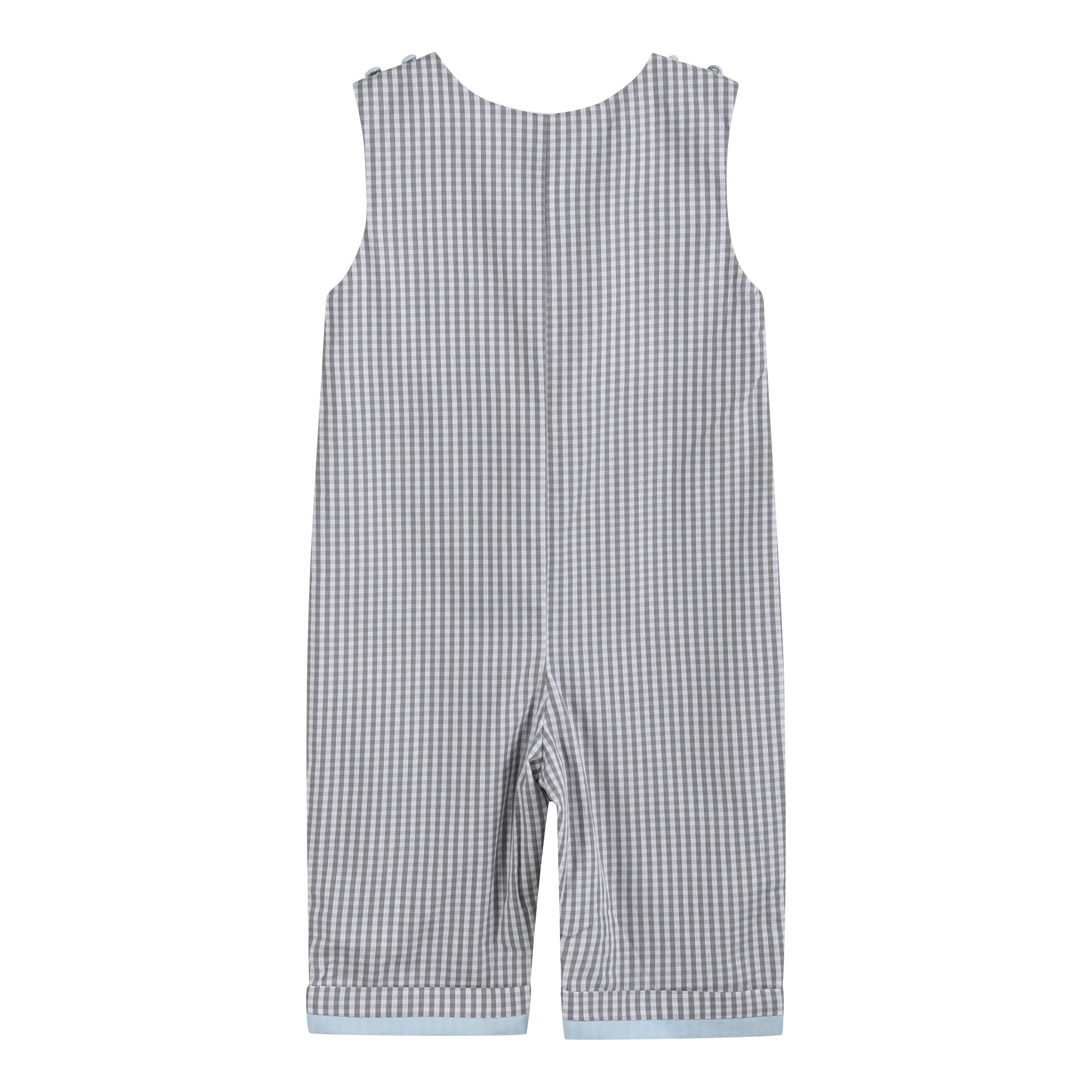 Lil Cactus - Light Gray Mallard Smocked Overalls