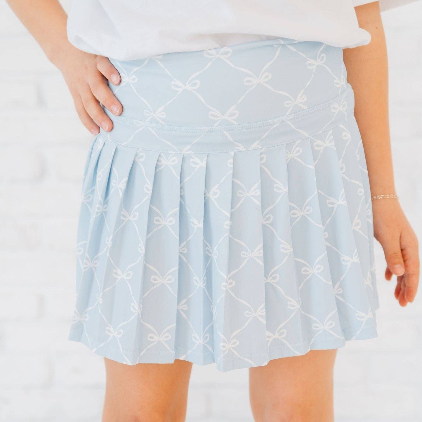 Sweet Wink - Sky Blue Bow Trellis Athletic Skort - Fourth of July - Kids