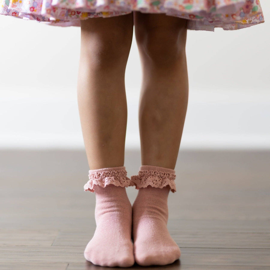 Little Stocking Co. - Blush Pink Lace Midi Sock
