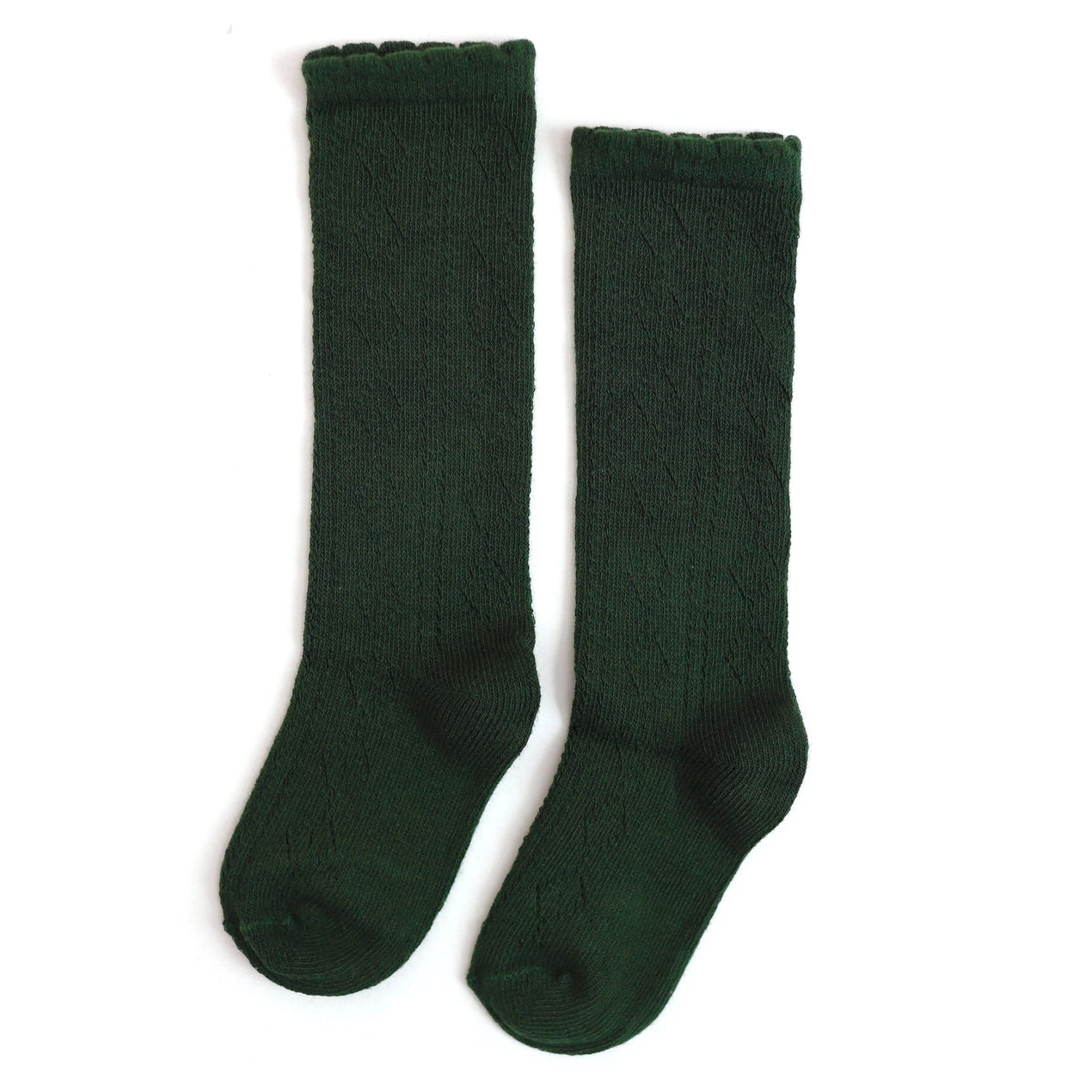 Scalloped Fancy Knee High Socks - Forest Green
