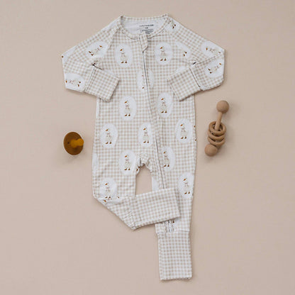 Lucky Panda Kids - Bamboo Zip Romper | Gingham & Goose