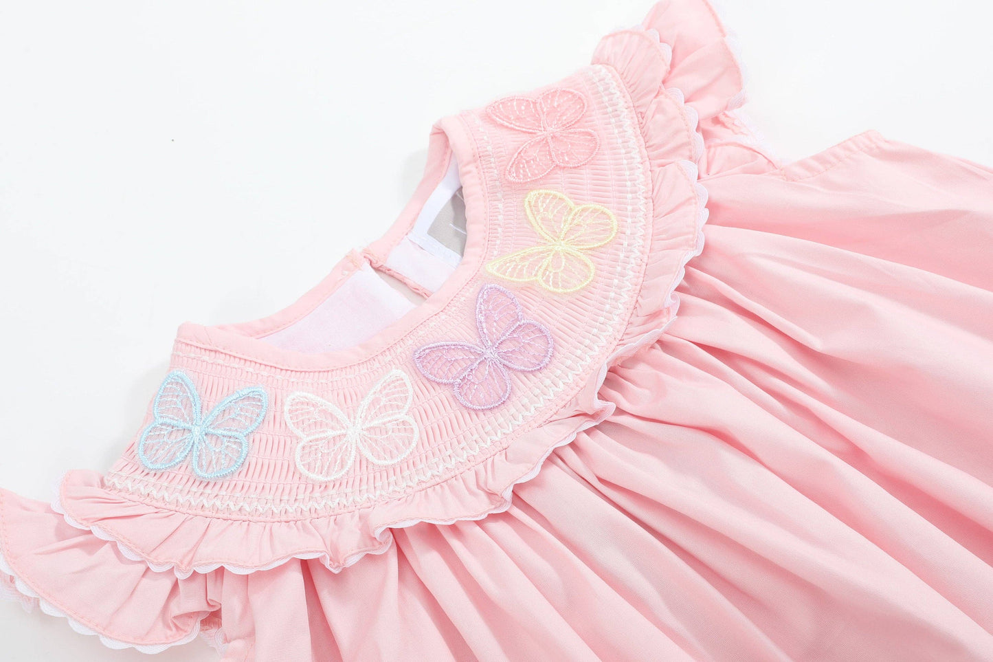 Lil Cactus - Pink Butterflies Smocked Bishop Dress