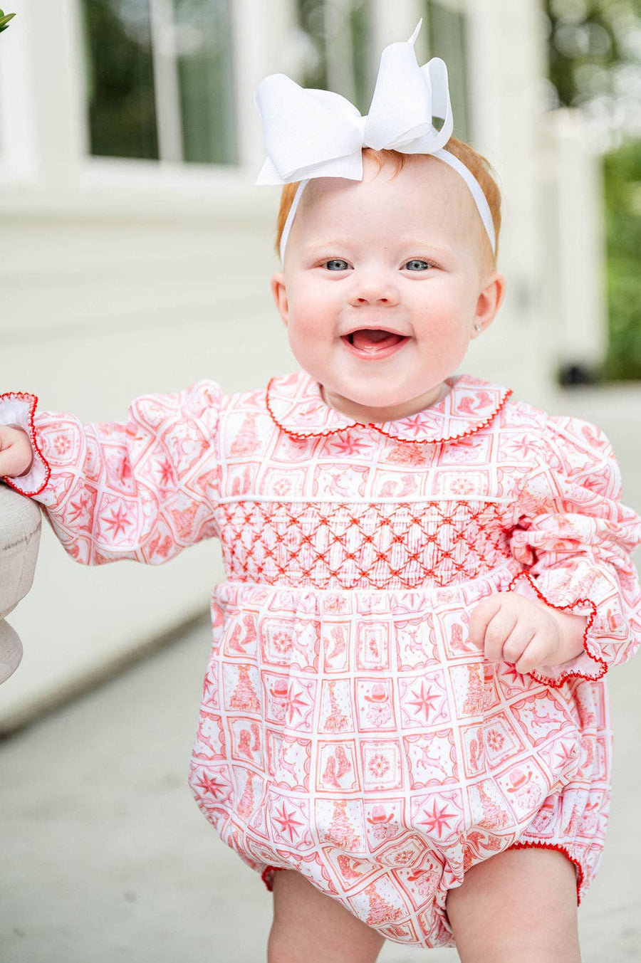 Ruth and Ralph - Christmas Tiles Smocked Pima Cotton Emma Bubble