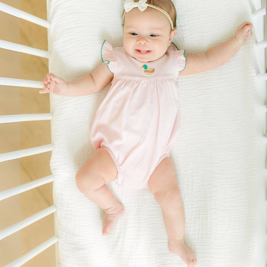 Magnolia Baby - Mini Mallard Embroidered Bubble - Pink