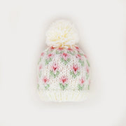 Bitty Blooms White Beanie Hat